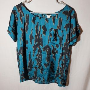 3/$15 Teal Mustard Pattern Top